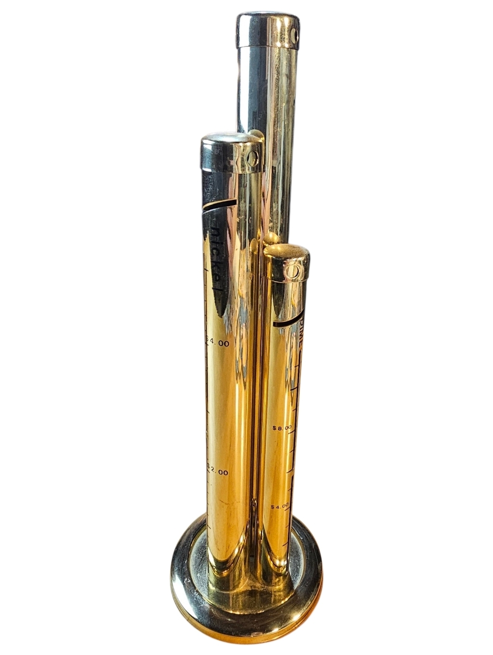 🪙 Vintage Brass Tone 3-Tower Coin Bank – Change Sorter | Retro Decor ✨